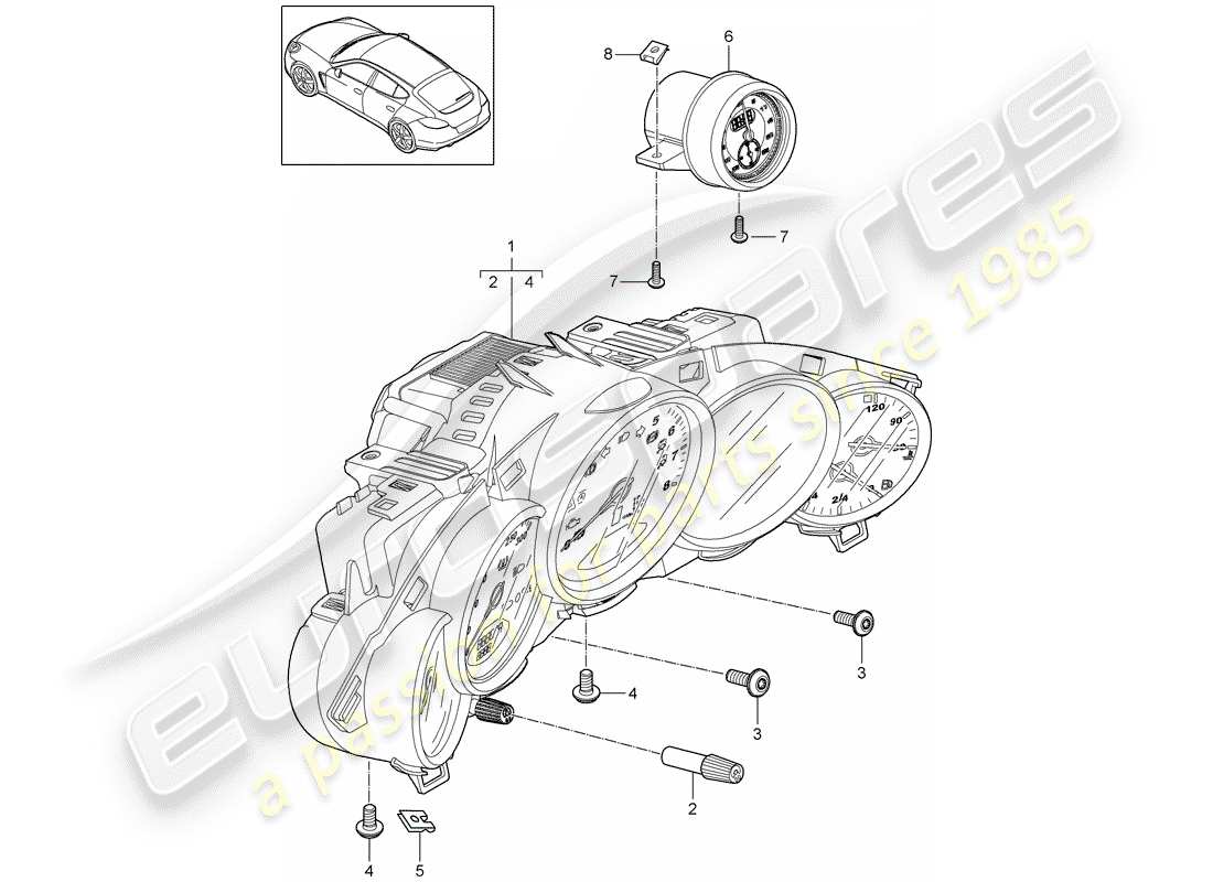 porsche 2014 (panamera 970) instrumentos diagrama de piezas