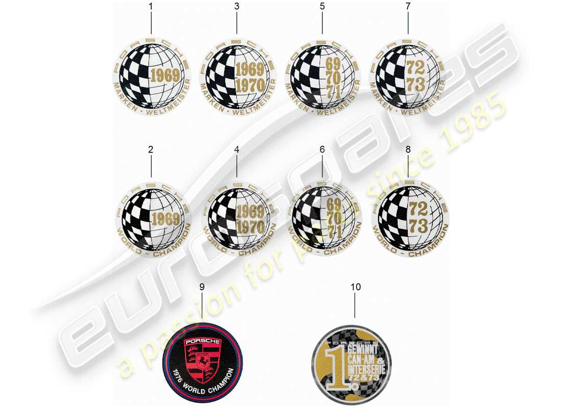 porsche 2012 (accessories) pegatina diagrama de piezas