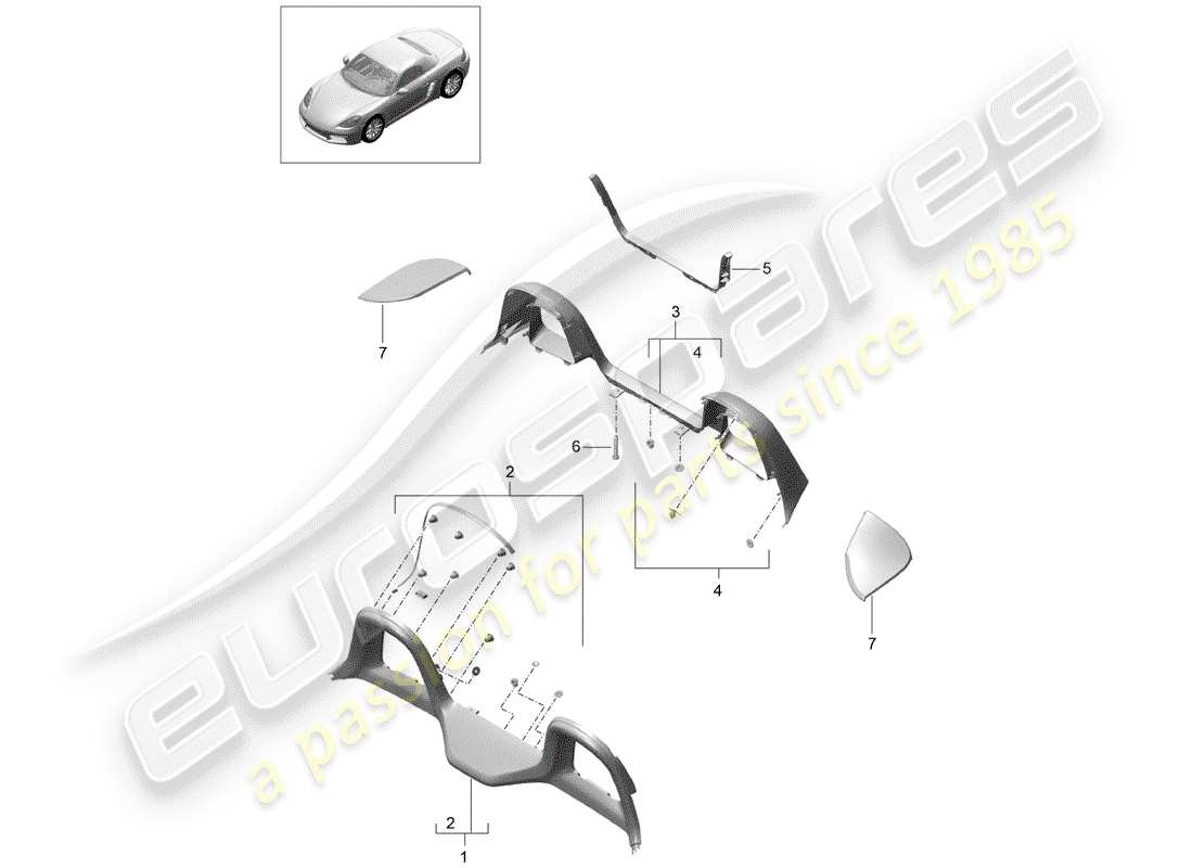 porsche 2020 (718 boxster) diagrama de piezas de trims