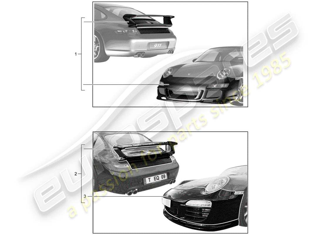 porsche 2011 (tequipment) diagrama de piezas del aerokit