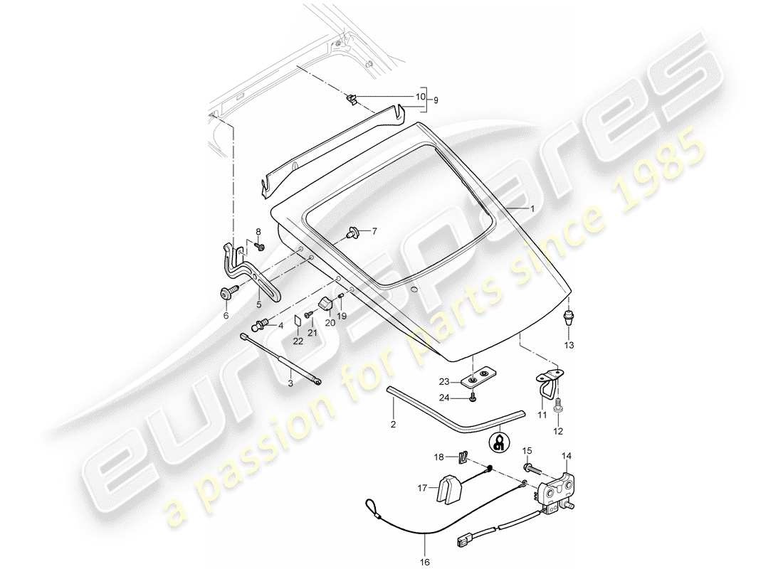 porsche 2007 (987 cayman) diagrama de piezas de la cubierta