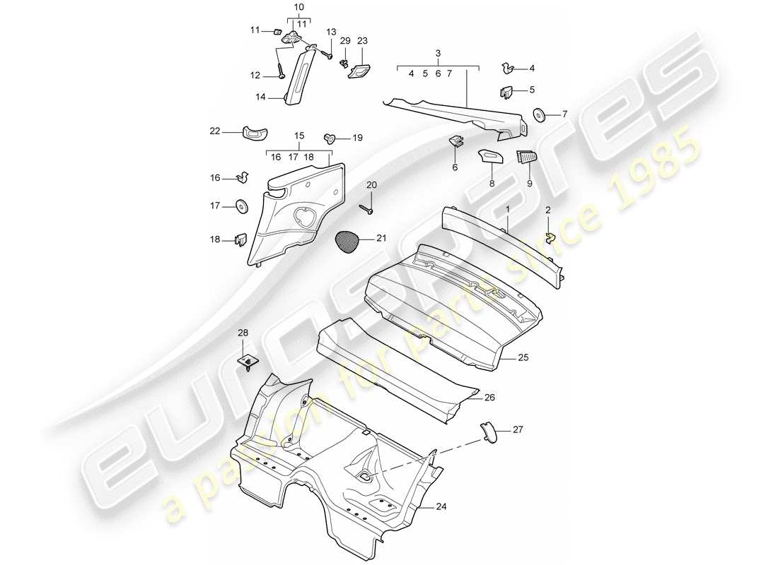porsche 2012 (997-2) adornos diagrama de piezas