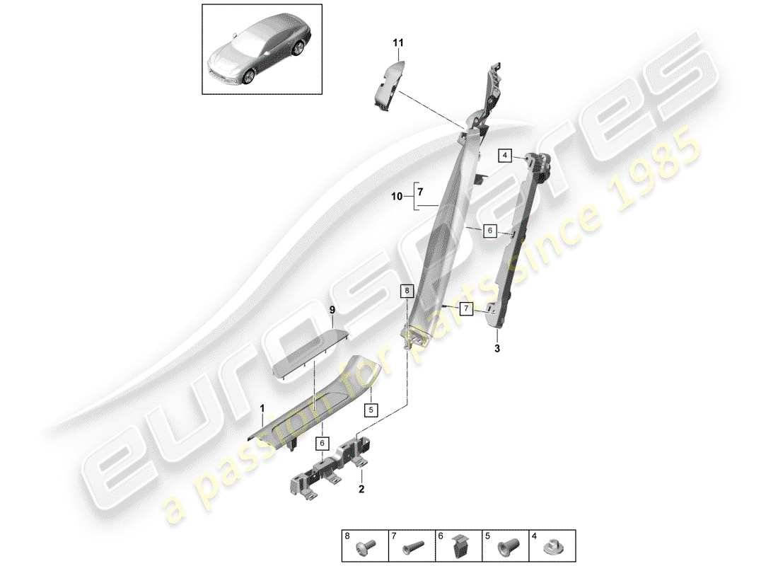 porsche 2017 (panamera 971-1) diagrama de piezas del embellecedor del panel de alféizar