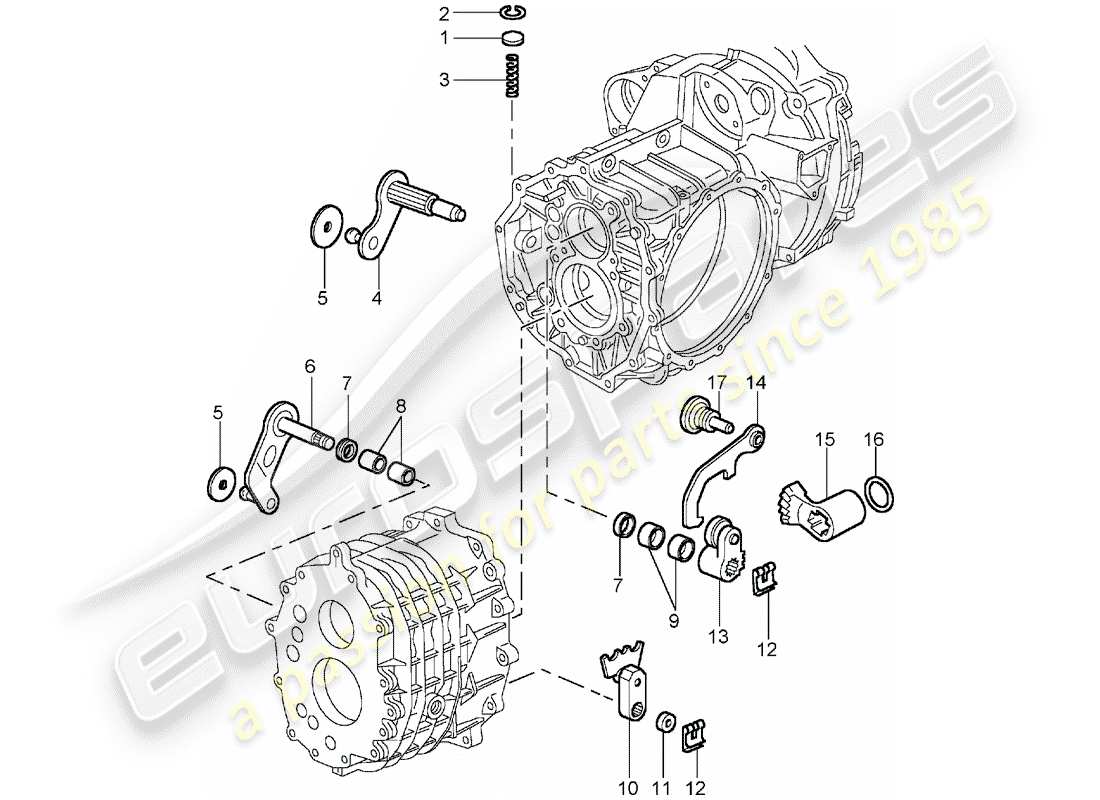 porsche 2003 (996 gt3) dispositivo de bloqueo del control de cambios diagrama de piezas