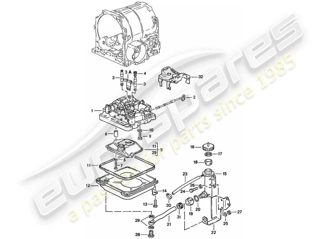 porsche 1983 (928) transmisión automática - cuerpo de válvula - d - mj 1983>> - mj 1983 diagrama de piezas