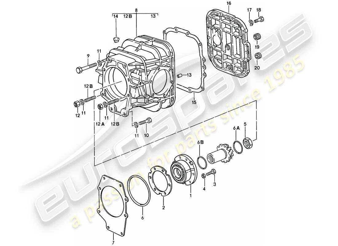 porsche 1985 (928) transmisión automática - diferencial - 1 diagrama de piezas