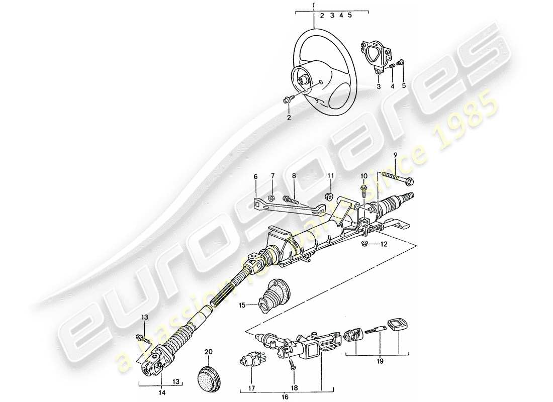 porsche 2002 (996 gt3) tubo protector de dirección - eje de dirección intermedio - volantes diagrama de piezas