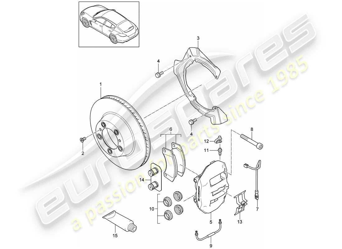 porsche 2016 (panamera 970) frenos de disco diagrama de piezas