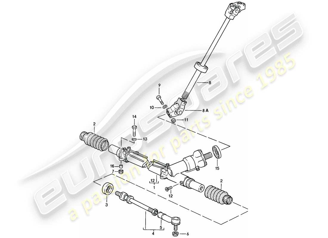 porsche 1983 (928) engranaje de dirección - barra de acoplamiento diagrama de piezas