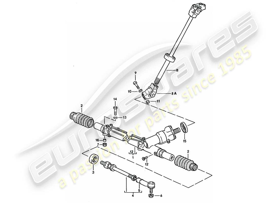 porsche 1992 (928) engranaje de dirección - varilla de dirección diagrama de piezas