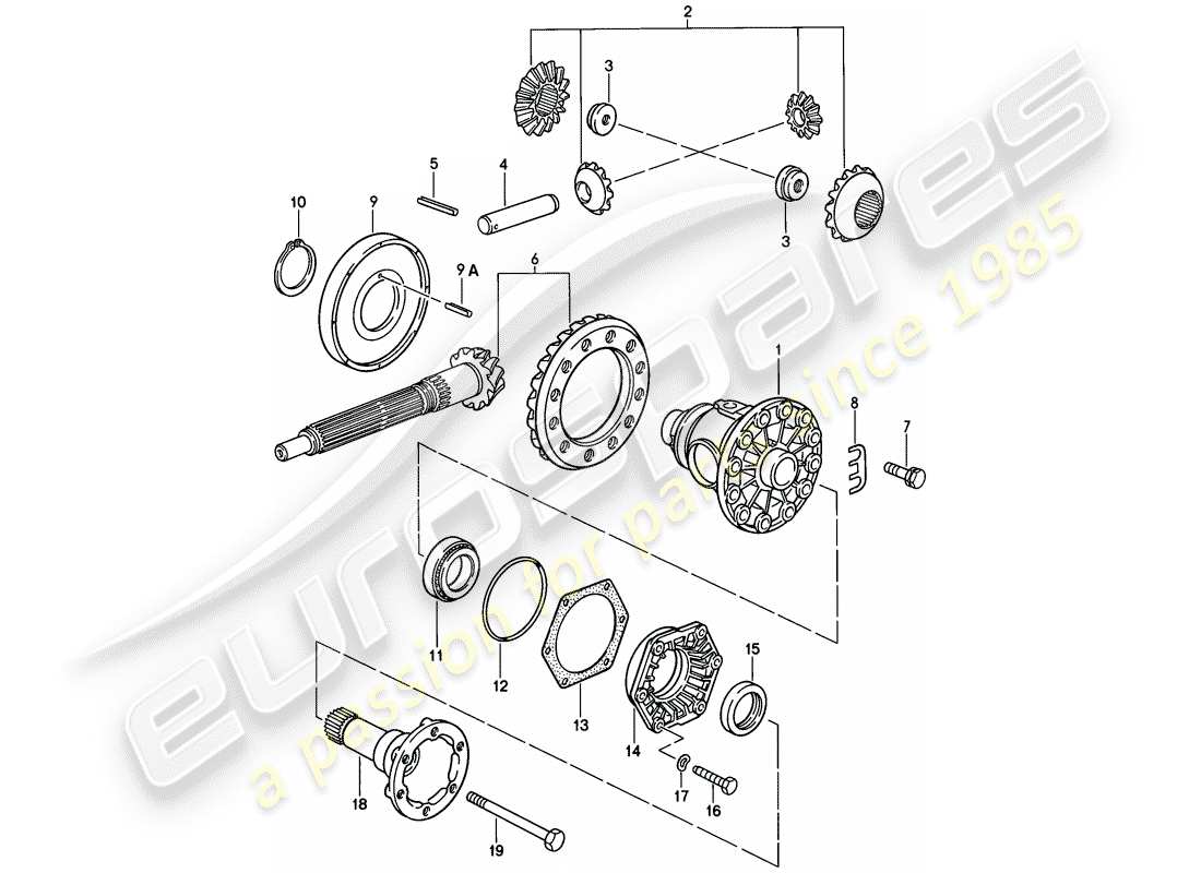 porsche 1978 (928) diferencial - caja de cambios manual diagrama de piezas