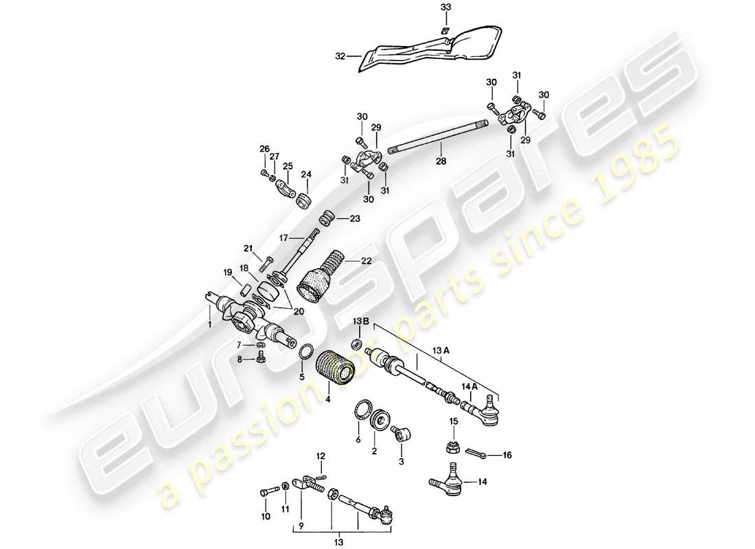 porsche 1983 (911) dirección - accesorios diagrama de piezas