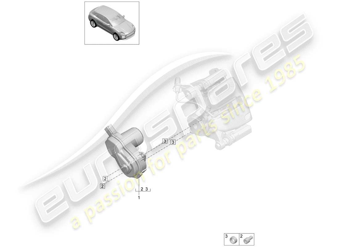 porsche 2019 (macan) diagrama de piezas del freno de estacionamiento