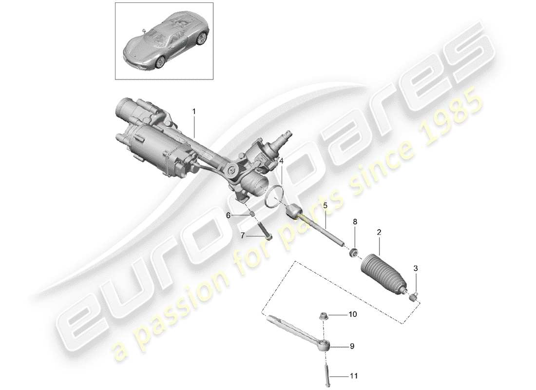 porsche 918 spyder (2015) diagrama de piezas de la dirección asistida