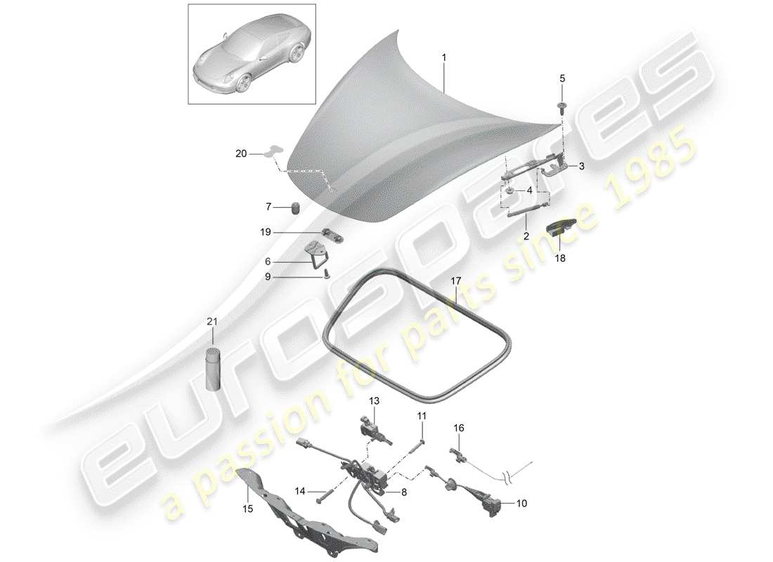 porsche 2014 (991-1) diagrama de piezas de la cubierta