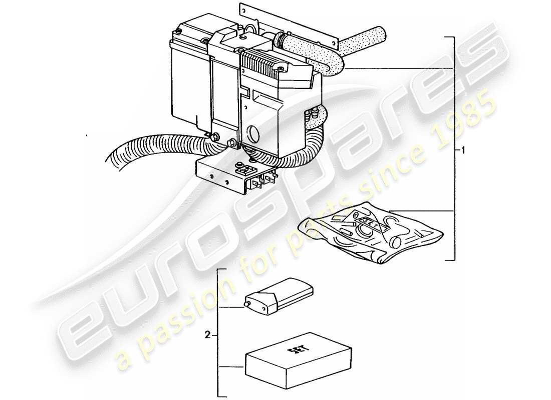 porsche 2001 (tequipment) calefacción opcional diagrama de piezas