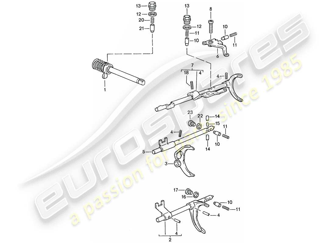porsche 1991 (944) control de transmisión - para - caja de cambios manual diagrama de piezas