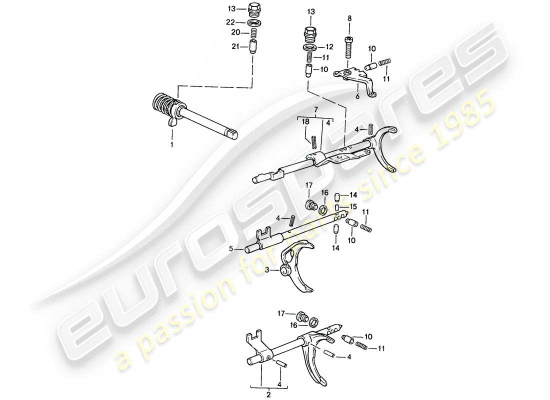 porsche 1988 (944) control de transmisión - caja de cambios manual diagrama de piezas