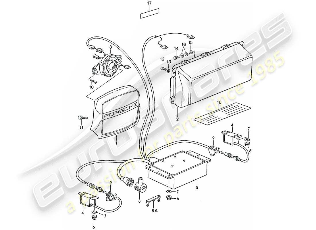 porsche 1991 (944) bolsa de aire - para diagrama de piezas
