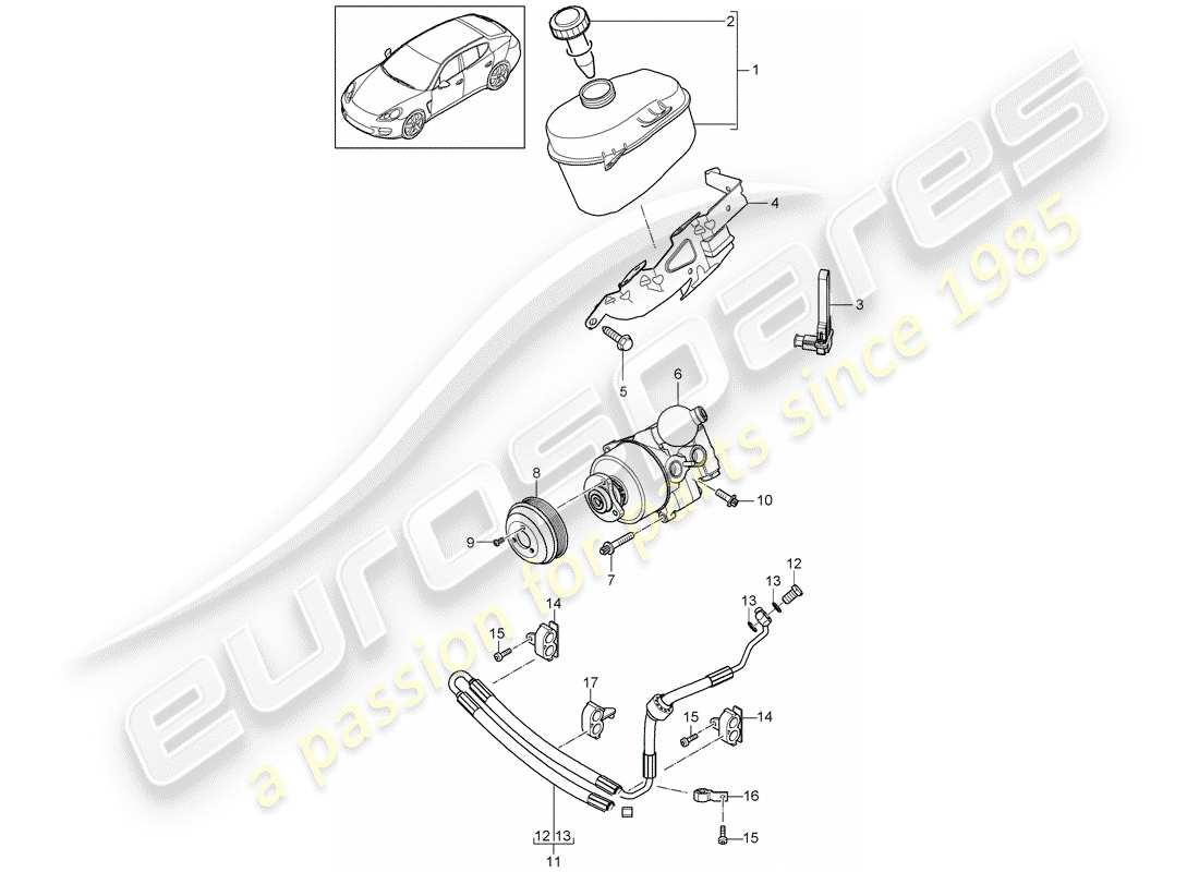 porsche 2016 (panamera 970) dirección asistida diagrama de piezas