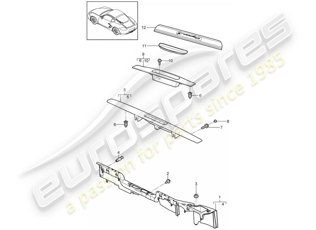 porsche 2009 (987 cayman) recubrimiento diagrama de piezas