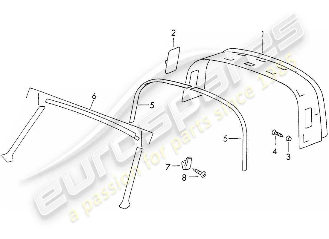 porsche 1973 (911) equipamiento interior - techo diagrama de piezas