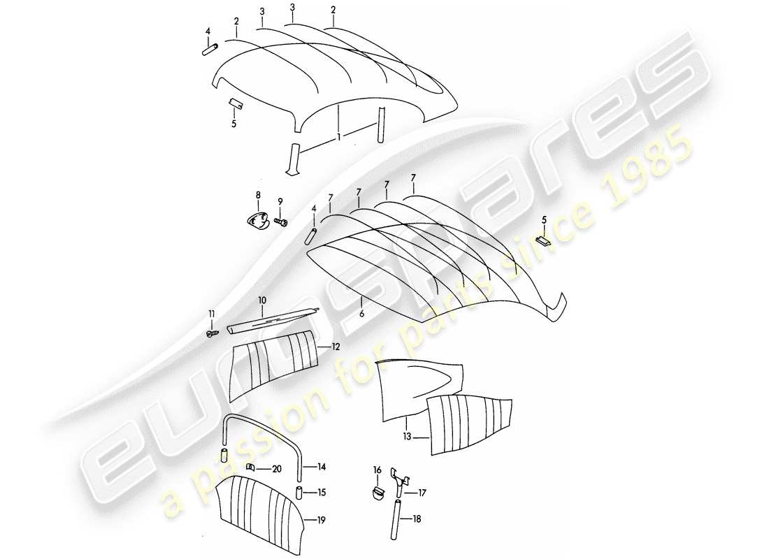 porsche 1961 (356b/356c) adornos - equipamiento interior diagrama de piezas