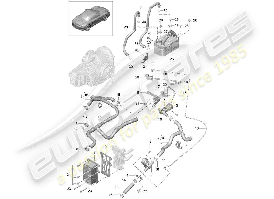 porsche 2016 (981 boxster) - pdk - diagrama de piezas