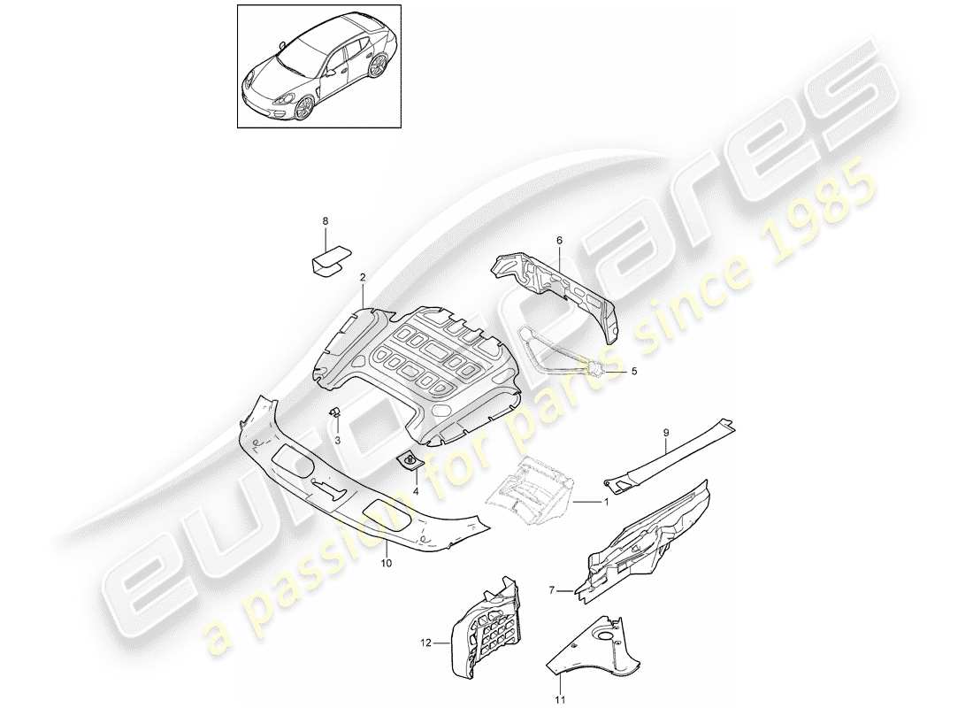 porsche 2012 (panamera 970) absorbente de sonido diagrama de piezas