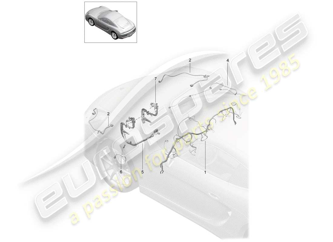 porsche 2014 (981 cayman) cableando arneses diagrama de piezas