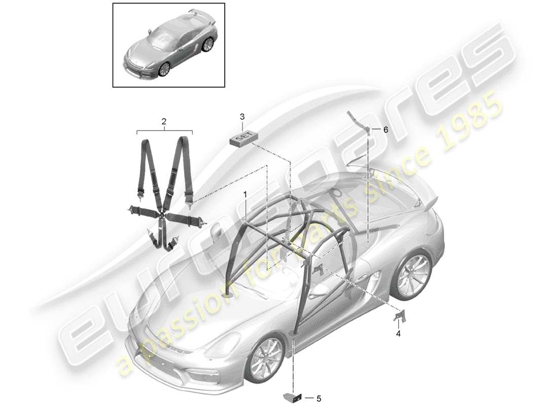 porsche 2016 (981 cayman gt4) accesorios diagrama de piezas