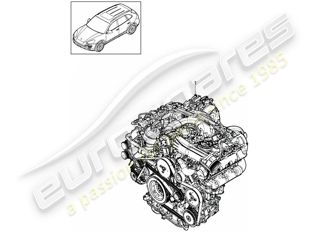 porsche cayenne e2 (2012) diagrama de piezas del motor de repuesto
