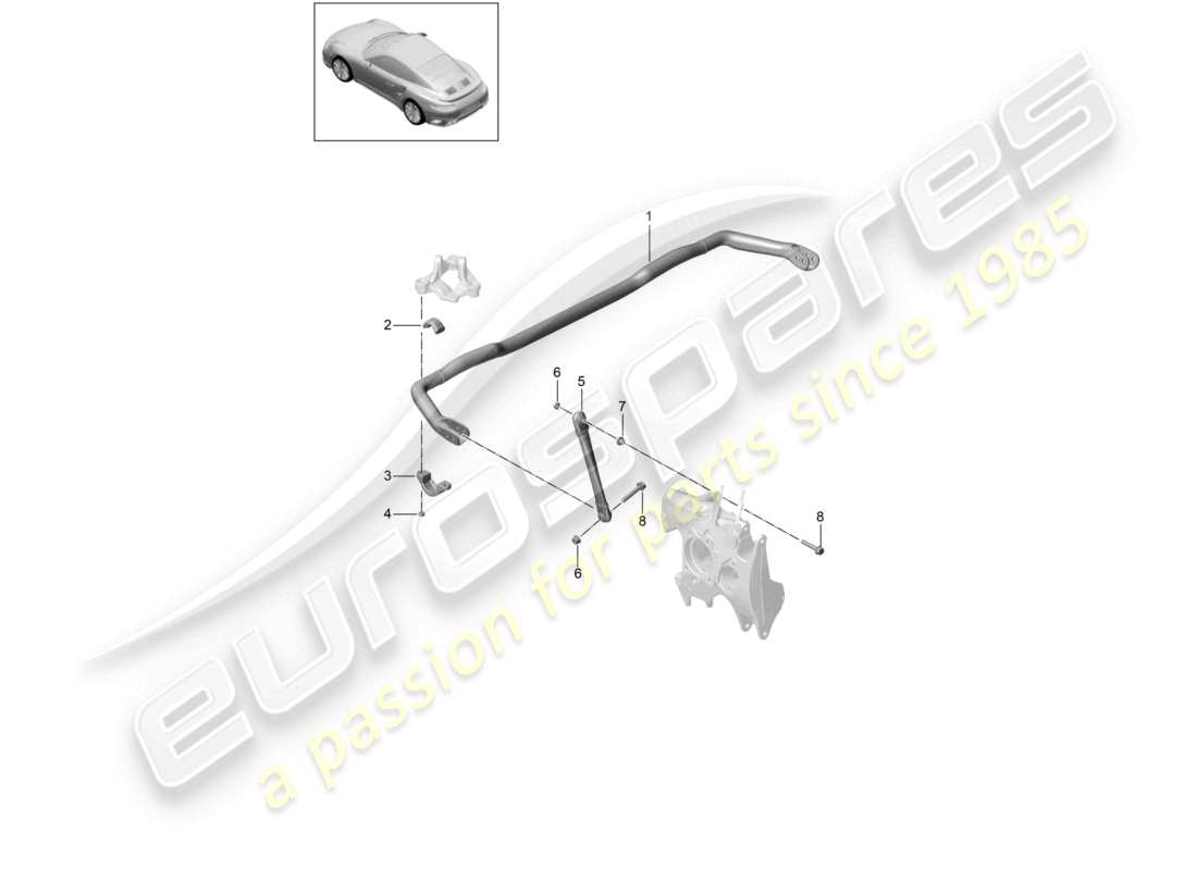 porsche 2017 (991-2 turbo) barra estabilizadora d - mj 2018>> diagrama de piezas