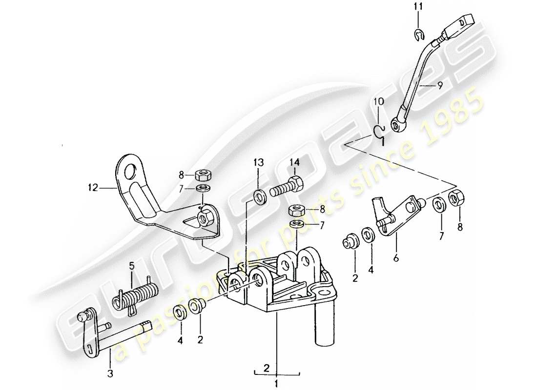 porsche 1990 (964) soporte - varillaje del acelerador diagrama de piezas