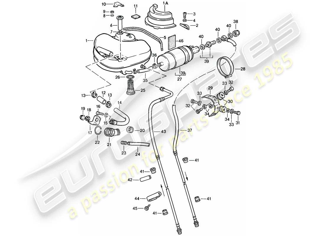 porsche 1989 (911) fuel system diagrama de piezas