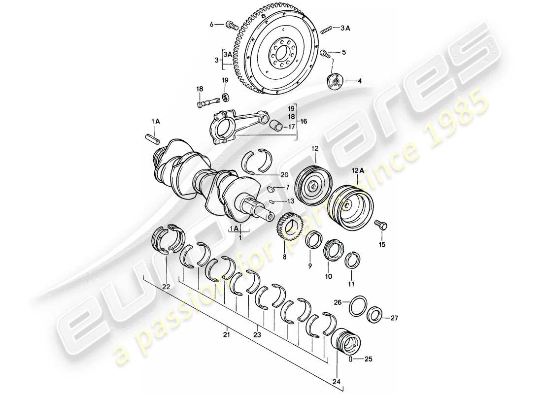 porsche 1989 (911) cigüeñal diagrama de piezas