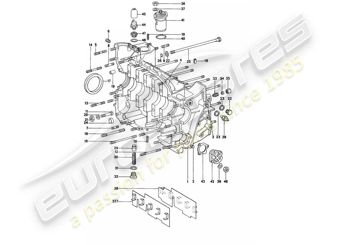 porsche 1971 (914) crankcase diagrama de piezas