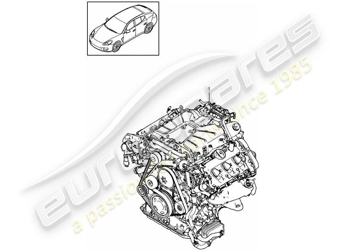 porsche 2012 (panamera 970) motor de repuesto diagrama de piezas