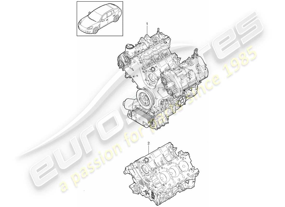 porsche 2011 (panamera 970) diagrama de piezas de bloque largo