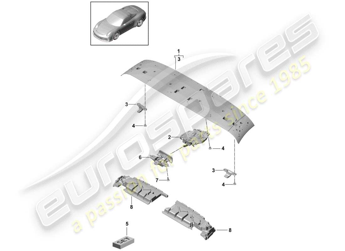 porsche 991r/gt3/rs (2017) marco superior diagrama de piezas