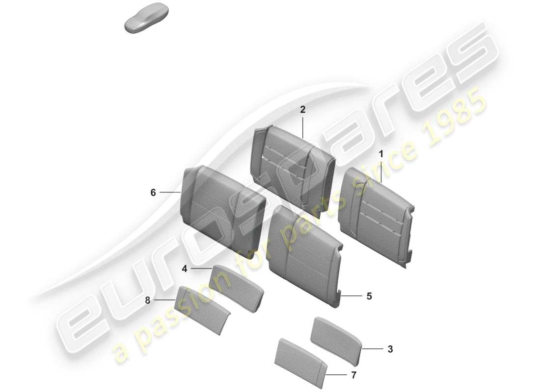 porsche 2019 (992-1) parte de espuma diagrama de piezas
