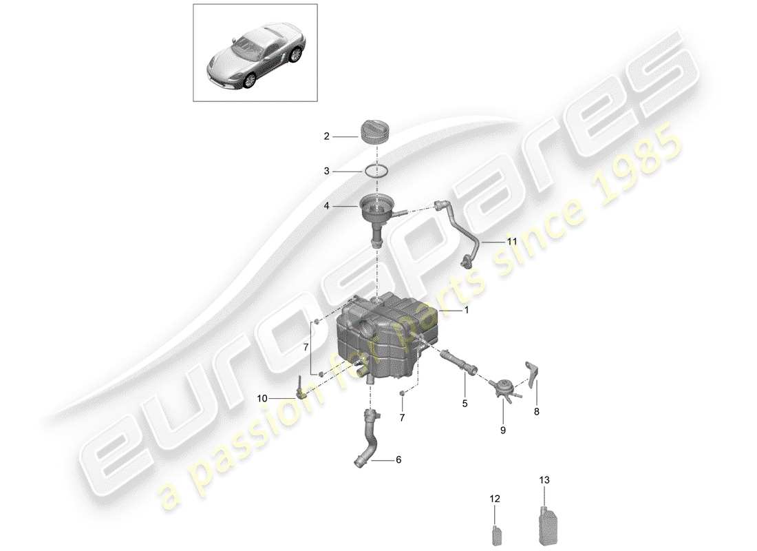 porsche 2018 (718 boxster) diagrama de piezas de refrigeración por agua