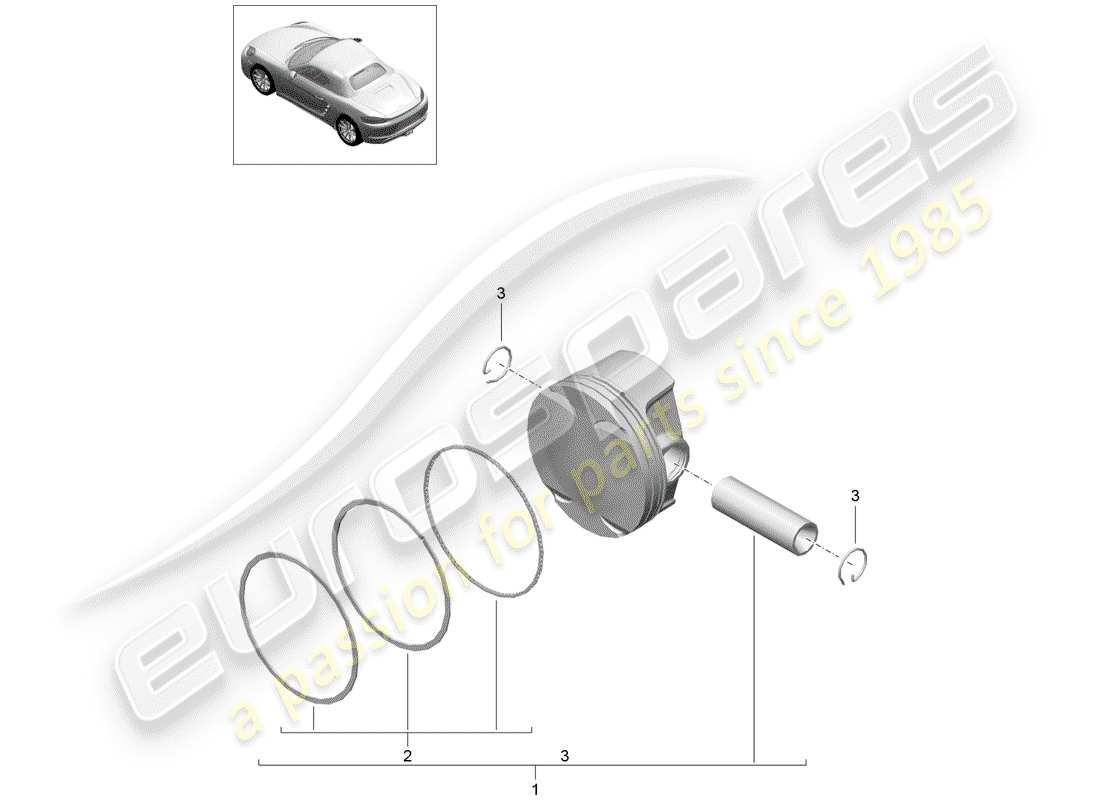 porsche 2018 (718 boxster) diagrama de piezas del pistón