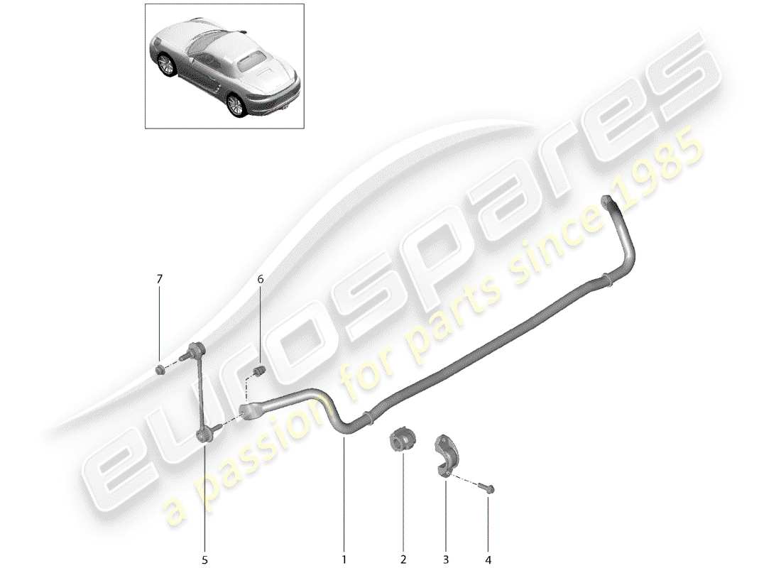 porsche 2017 (718 boxster) diagrama de piezas del estabilizador