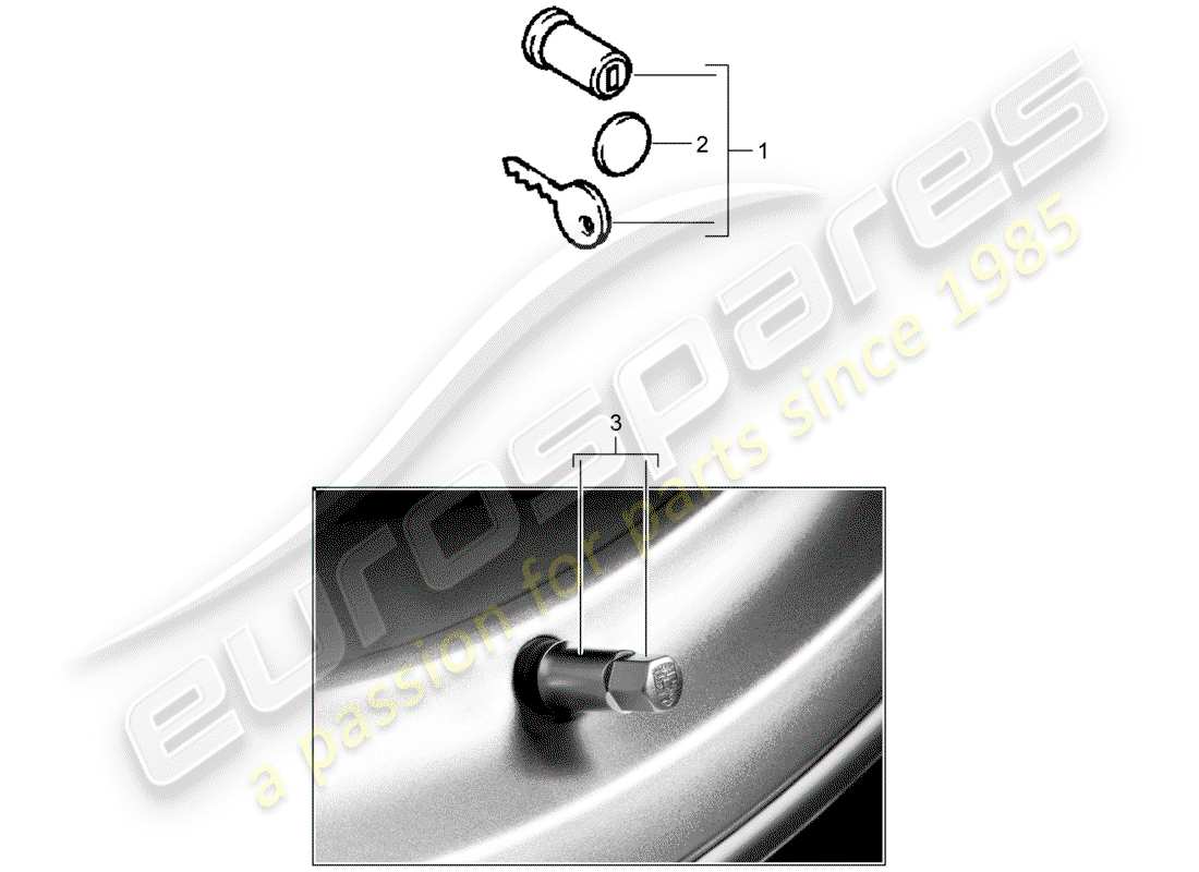 porsche 1955 (accessories) accesorios y otros diagrama de piezas