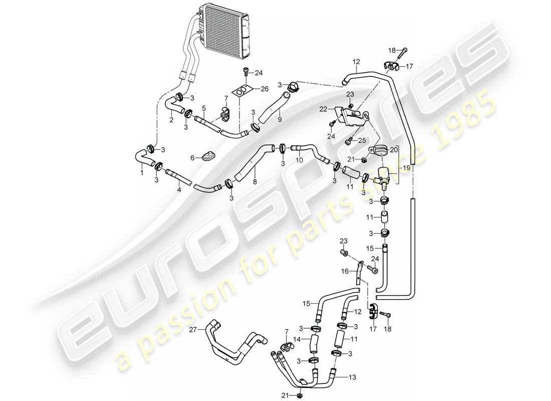 porsche 2003 (cayenne e1 9pa) calentador diagrama de piezas