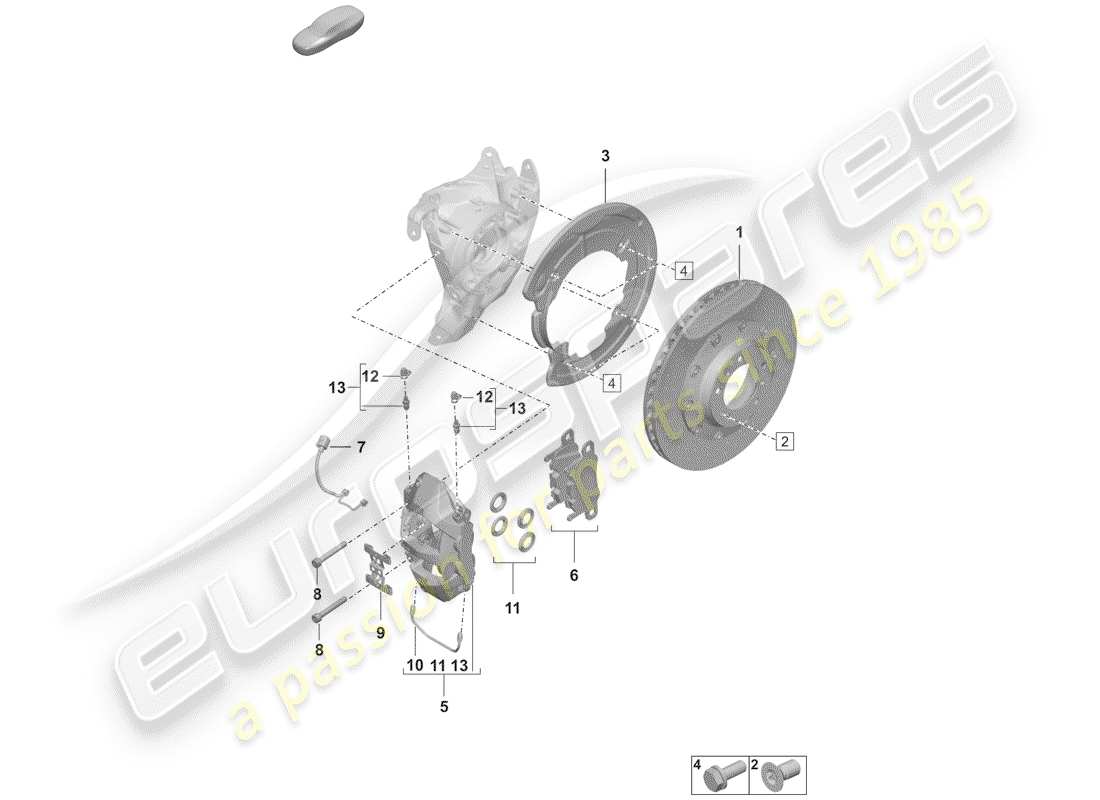 porsche 2019 (992-1) frenos de disco diagrama de piezas