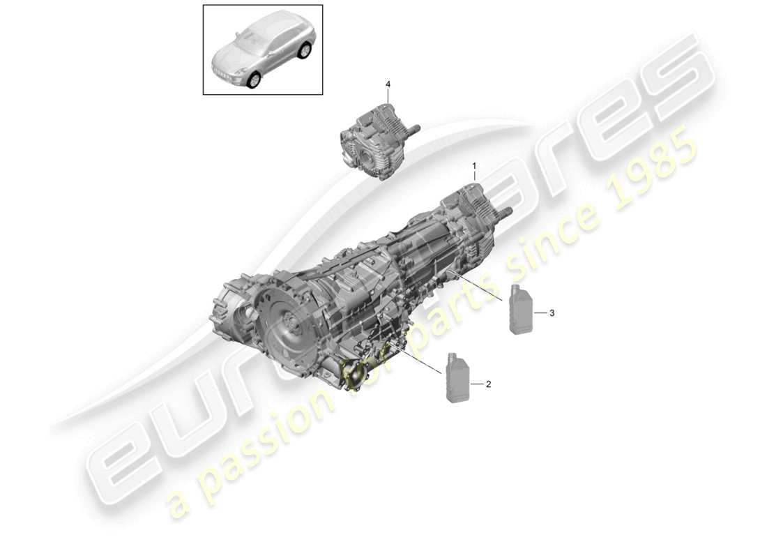porsche 2018 (macan) 7-speed caja de cambios de doble embrague - pdk - ver información técnica 3965 26/18 diagrama de piezas