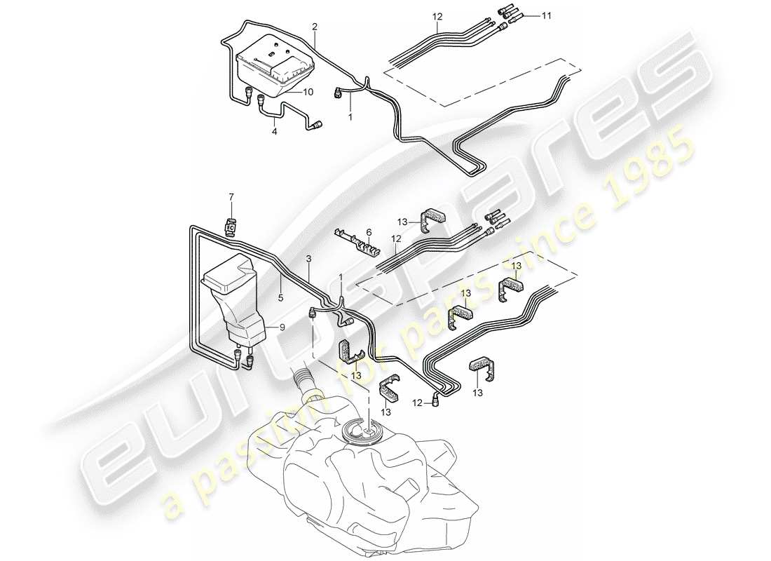 porsche 2008 (997-1 gt3) fuel system diagrama de piezas