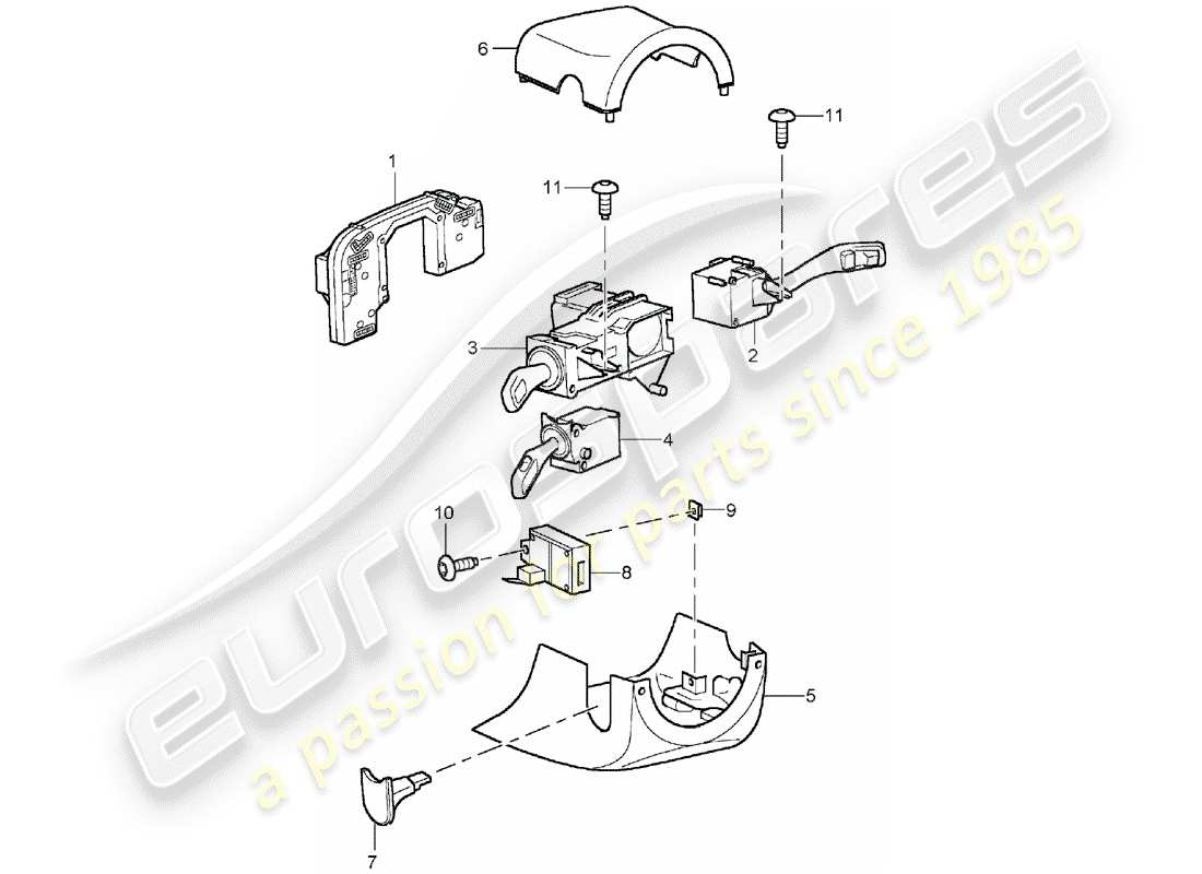 porsche 2003 (cayenne e1 9pa) interruptor de la columna de dirección diagrama de piezas